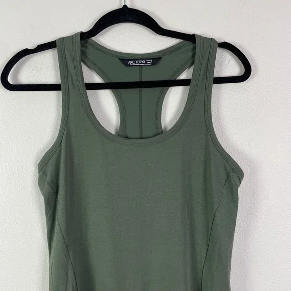 Arc'Teryx Jelena Dress Olive Green Racerback Tank Maxi Casual Athleisure Women S - Picture 3 of 10
